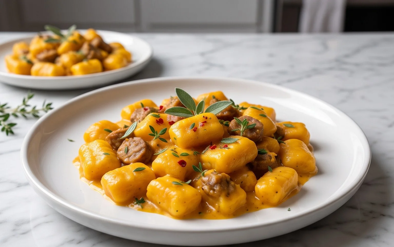 Gnocchi Courge Butternut Saucisse Thym Sauge Réconfort Automne